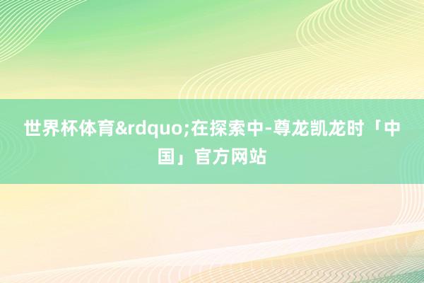 世界杯体育&rdquo;在探索中-尊龙凯龙时「中国」官方网站