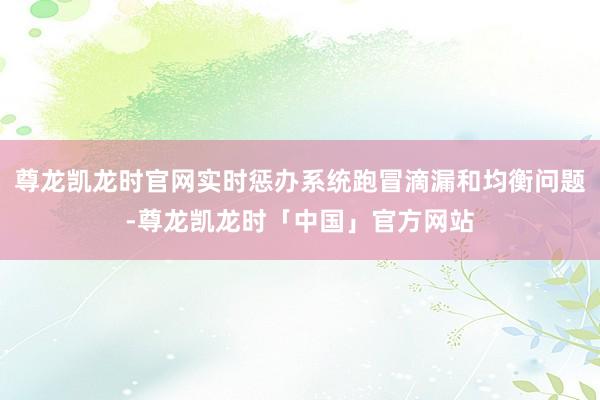 尊龙凯龙时官网实时惩办系统跑冒滴漏和均衡问题-尊龙凯龙时「中国」官方网站