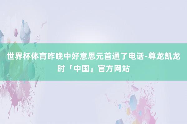 世界杯体育昨晚中好意思元首通了电话-尊龙凯龙时「中国」官方网站