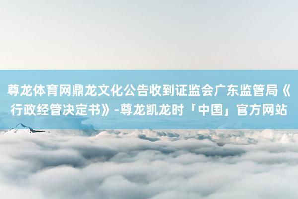 尊龙体育网鼎龙文化公告收到证监会广东监管局《行政经管决定书》-尊龙凯龙时「中国」官方网站