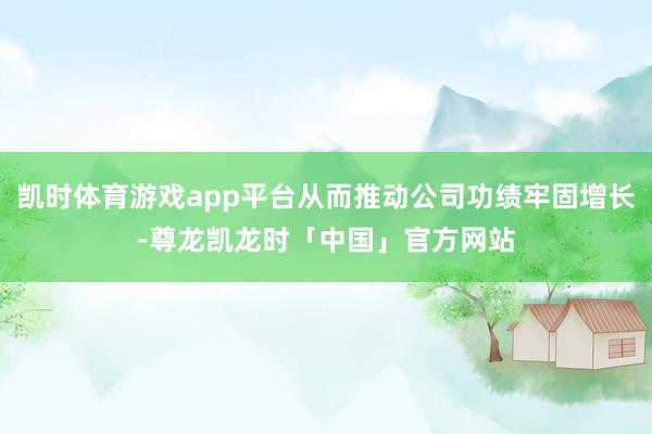 凯时体育游戏app平台从而推动公司功绩牢固增长-尊龙凯龙时「中国」官方网站
